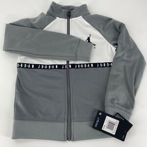 Kids‎ Jordan Track Jacket Full Zip Grey White Jumpman Logo Activewear Size S 4-5
